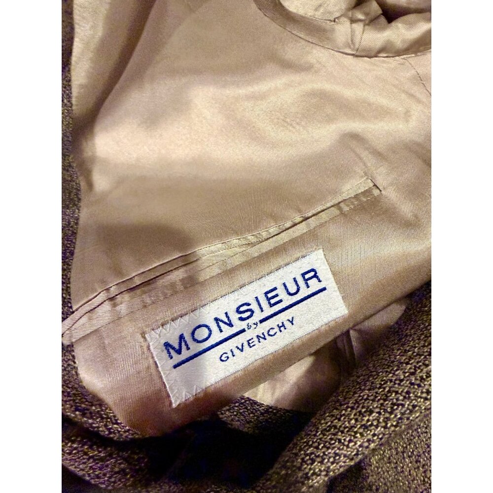 GIVENCHY MONSIEUR Wool Silk Blazer Sport Coat 46 LONG Mens Tweed Luxury Designer - Picture 6 of 8